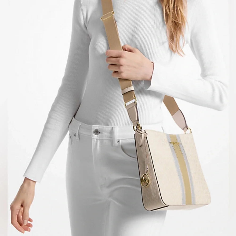 Michael Kors Jet Set Travel Small Signature Logo Messenger Bag. Color:Multi - Picture 3 of 10